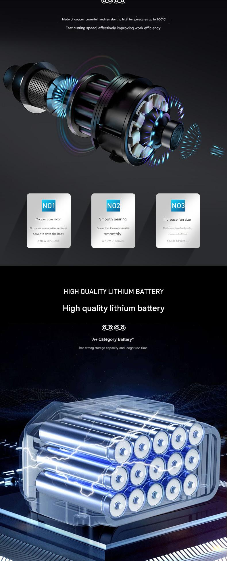 Cisailles à branches hautes électriques DaVKing, ensemble de scies à branches hautes, scie à haute altitude rétractable sans fil au lithium portative, cisailles à haute altitude_voghion.com