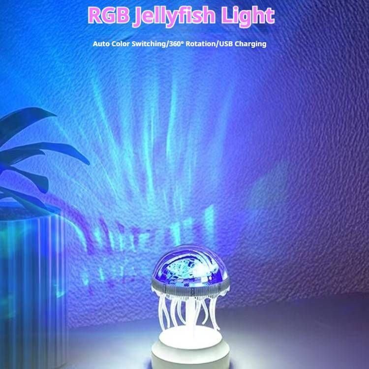Remote Control Jellyfish Mood Lamp – White LED Night Light With Soft Glow For Bedroom, Nursery & Relaxation_voghion.com