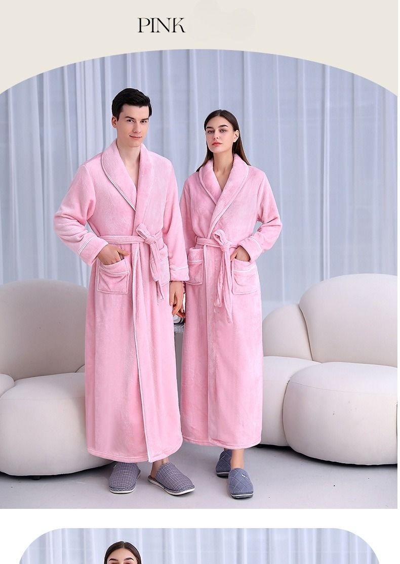 Unterwäsche & Nachtwäsche Herbst und Winter Extra langer und dicker Flanellmantel für Männer und Frauen, extra großer Bademantel aus Korallenvlies_voghion.com