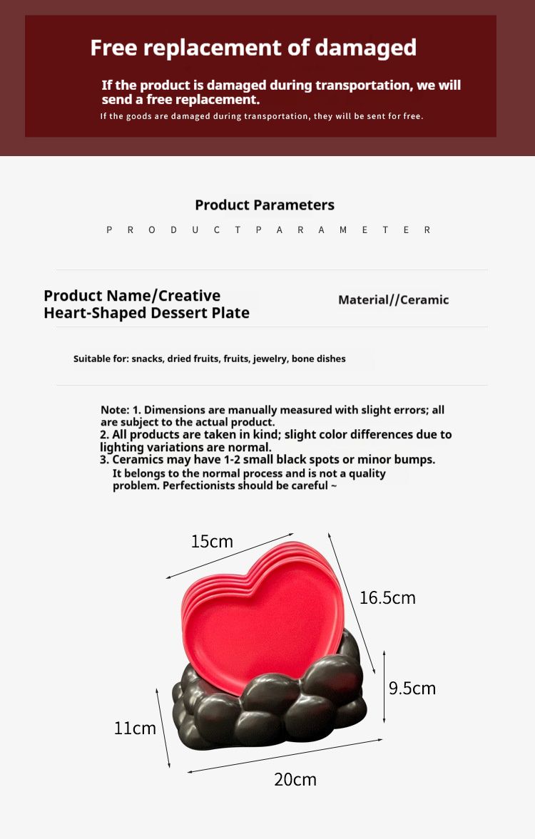 Modern Heart-Shaped Ceramic Bone Dish Set – Hand-Painted Underglaze Design, Wedding Favors, Coffee & Tea Side Plates (Set Of 4)_voghion.com