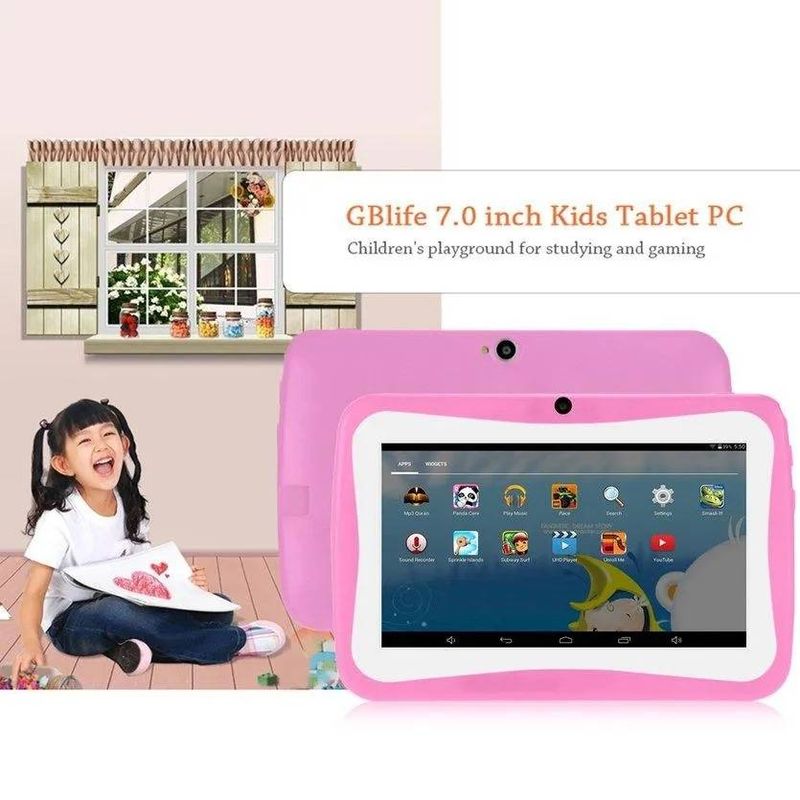 Kids Educational Tablet – 7" IPS Screen, 2GB RAM + 16GB Storage, Android OS, WiFi, Bluetooth, Dual Camera (Pink/Green/Blue/Orange/Pink Red)_voghion.com
