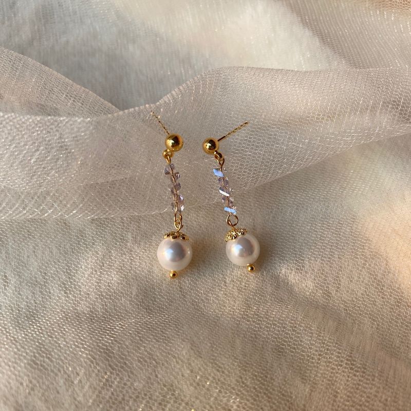 Collana irregolare di ametista grigia Bracciale di perle di conchiglia Orecchini semplificati in edizione coreana Set di gioielli in tre pezzi_voghion.com