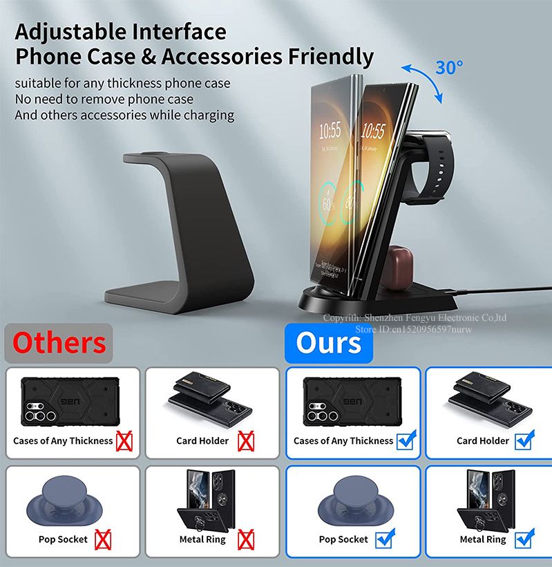 18 W superschnelles kabelloses Ladegerät in 1 für Samsung S25 S24 S23 Ultra S22 S21 Galaxy 5 4 3 Active Watch Ohrhörer aufladen_voghion.com