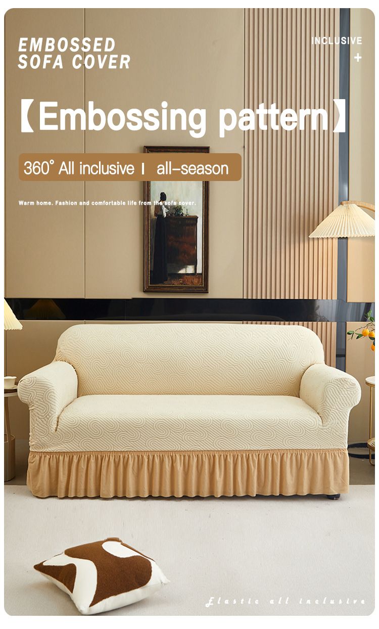 Copridivano elastici con gonna a onde d'acqua - Copridivani elastici universali per divani da 1/2/3/4 posti (8 colori eleganti, casa e ufficio moderni)_voghion.com