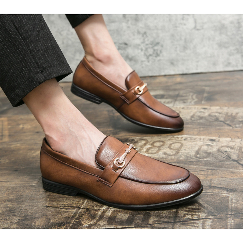 Miesten Oxford Dress Kengät Slip-On Loafers Business Casual Derby Kengät Muoti teräväkärkiset nahkakengät_voghion.com