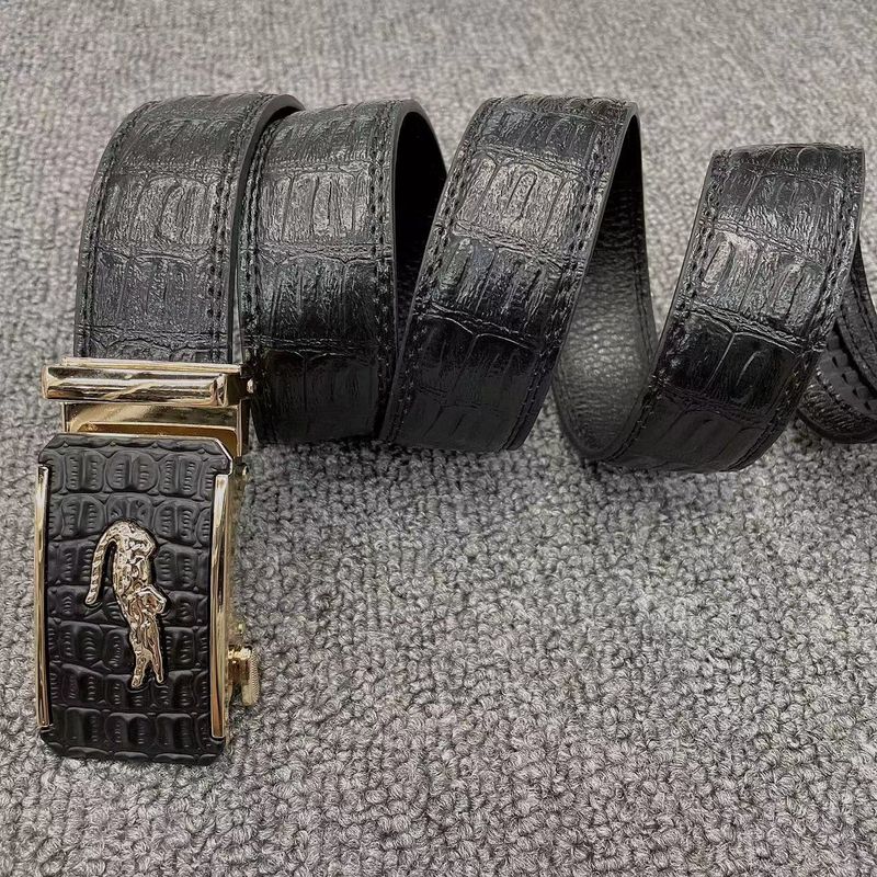 Belt Men's alligator pattern automatic buckle Men's belt Simple casual high-end men's belt_voghion.com