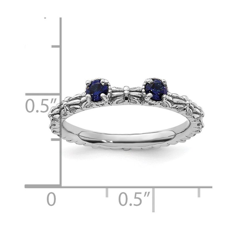 Sterling Silver Stackable Expressions Created Sapphire Two Stone Ring_voghion.com