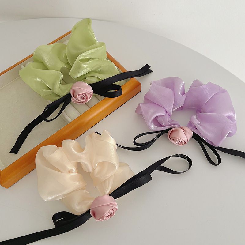 Accessori per capelli da donna Fiore per la testa Accessori per capelli di alta qualità Anello per capelli per intestino crasso Copricapo Rete Corda per capelli con rosa rossa_voghion.com