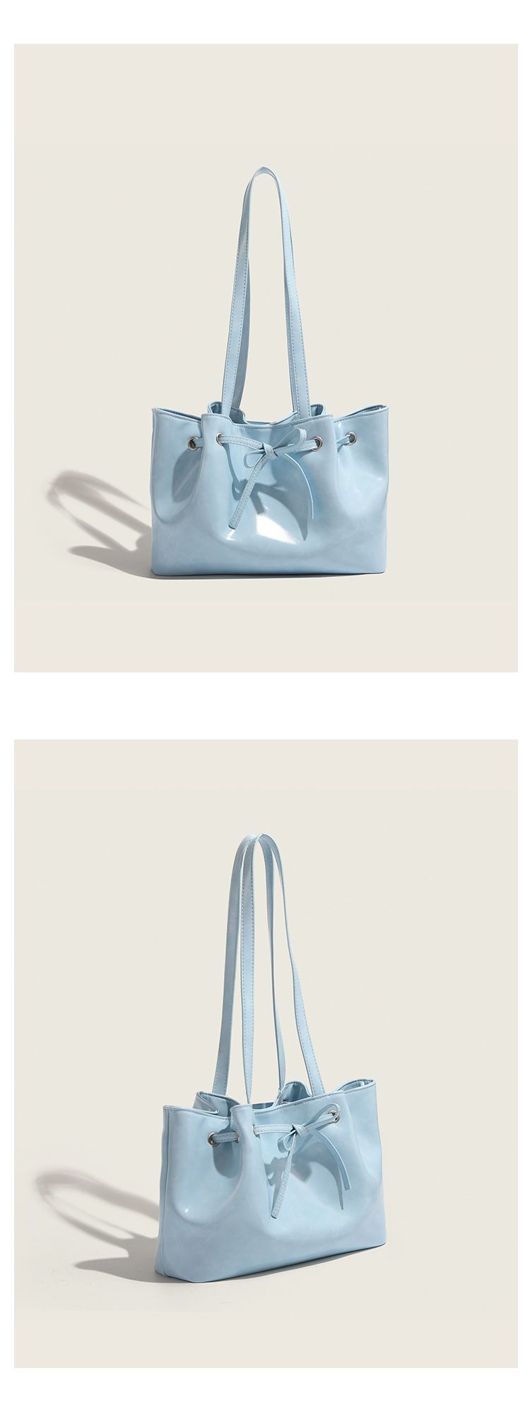 Korean niche dumpling dumplings, women's summer bow drawstring bucket bag, fashionable and versatile hand-held single_voghion.com