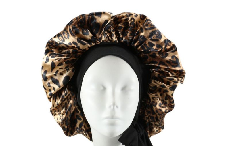 Women's double layer silk sleeping hat double sided wearable satin headscarf hat bow tie pullover hat enlarged_voghion.com