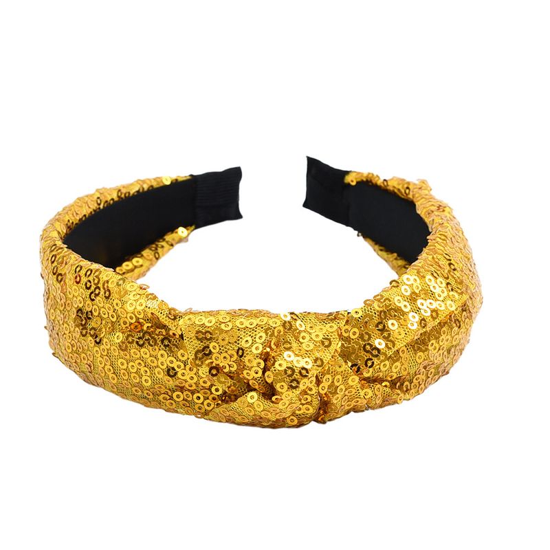 Semplice nodo, fiocco incrociato, paillettes colorate, elegante fascia per capelli in tessuto da donna_voghion.com