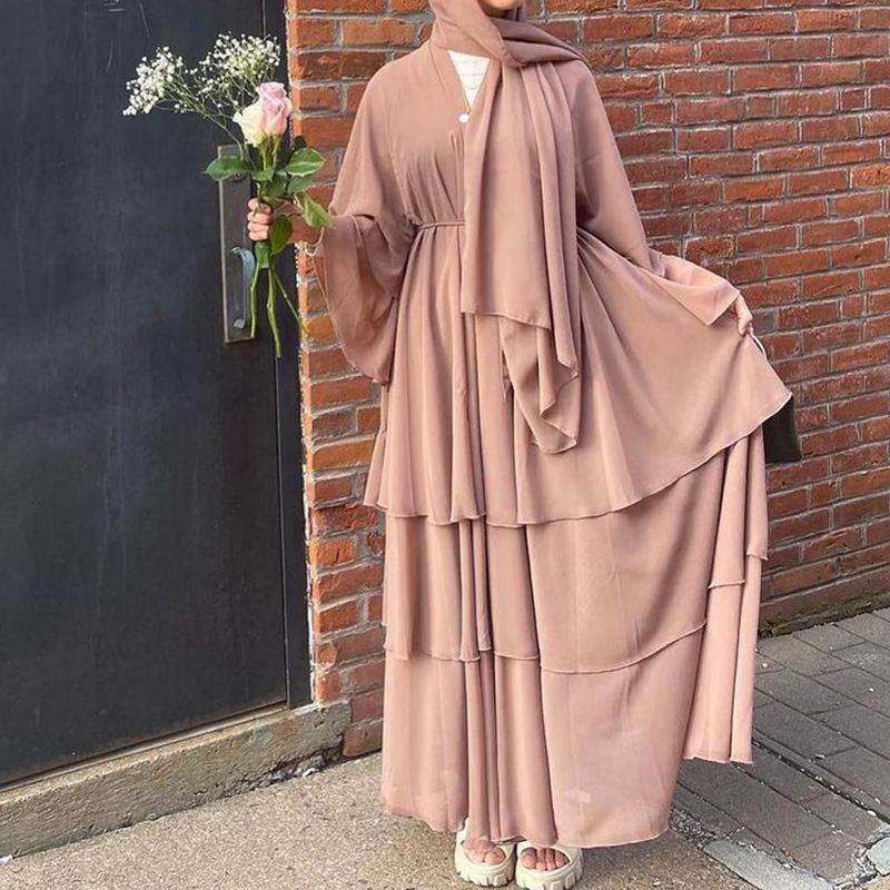 Damenbekleidung Mode Damenbekleidung Dubai Arabische Strickjacke Robe Kaftan Chiffon Fließendes Kleid Abaya_voghion.com