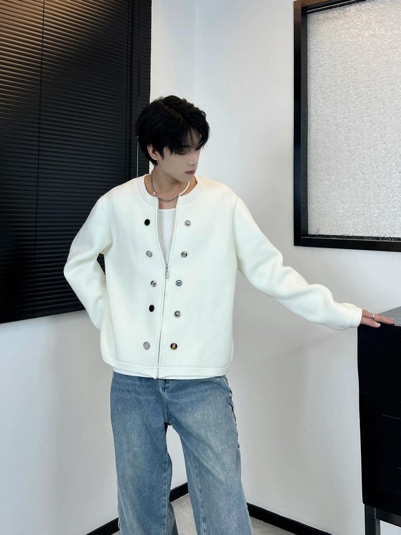 Korean Cardigan Sweater For Men, Spring And Autumn American Style Double-Breasted Zipper Knitwear, High-End -Style_voghion.com