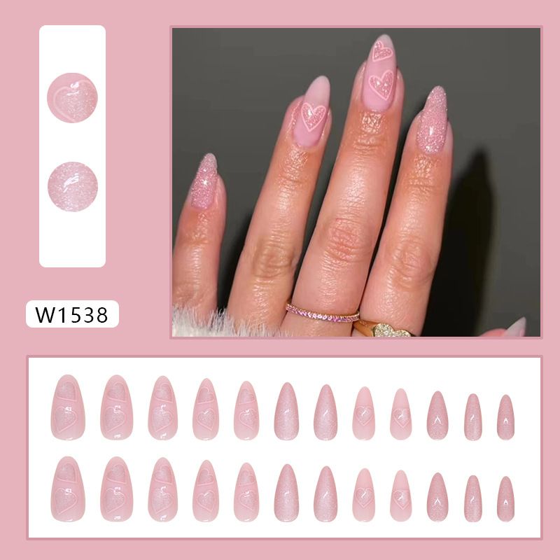Toppa per unghie ovale rimovibile con effetto occhi di gatto Chasing Light, toppa per unghie rosa Love 24_voghion.com