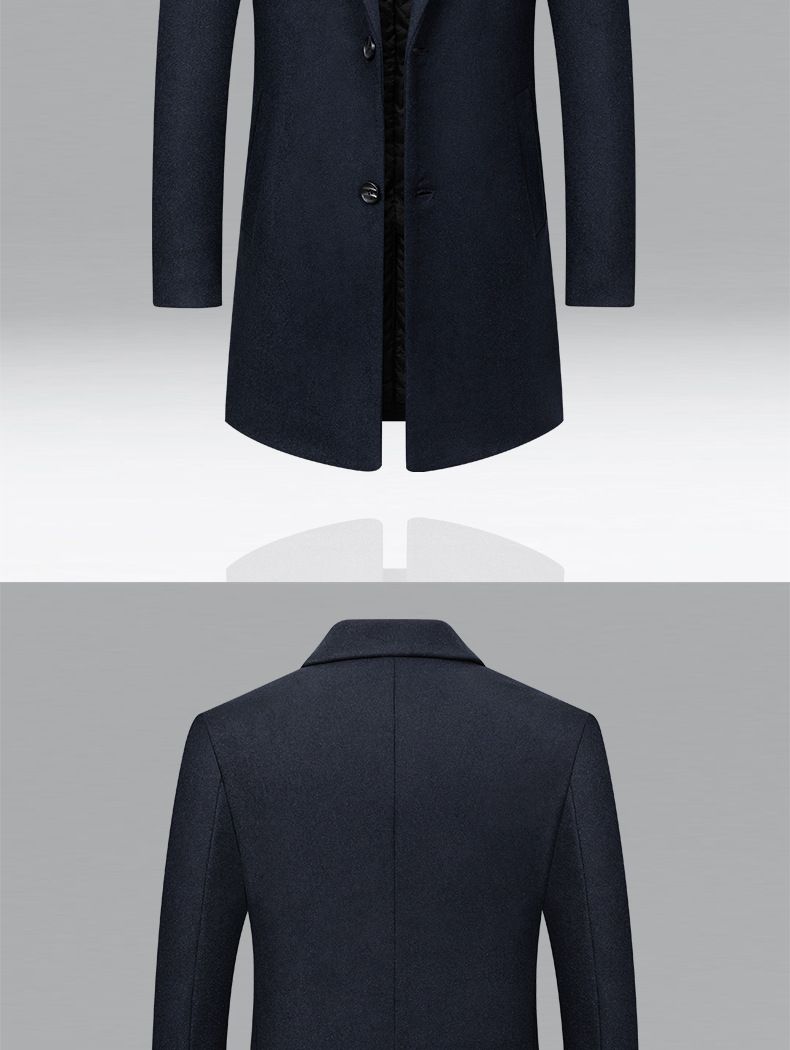 Men's Wool Blend Overcoat - Mid-Length Single-Breasted Peacoat For Business Casual & Winter Wear_voghion.com