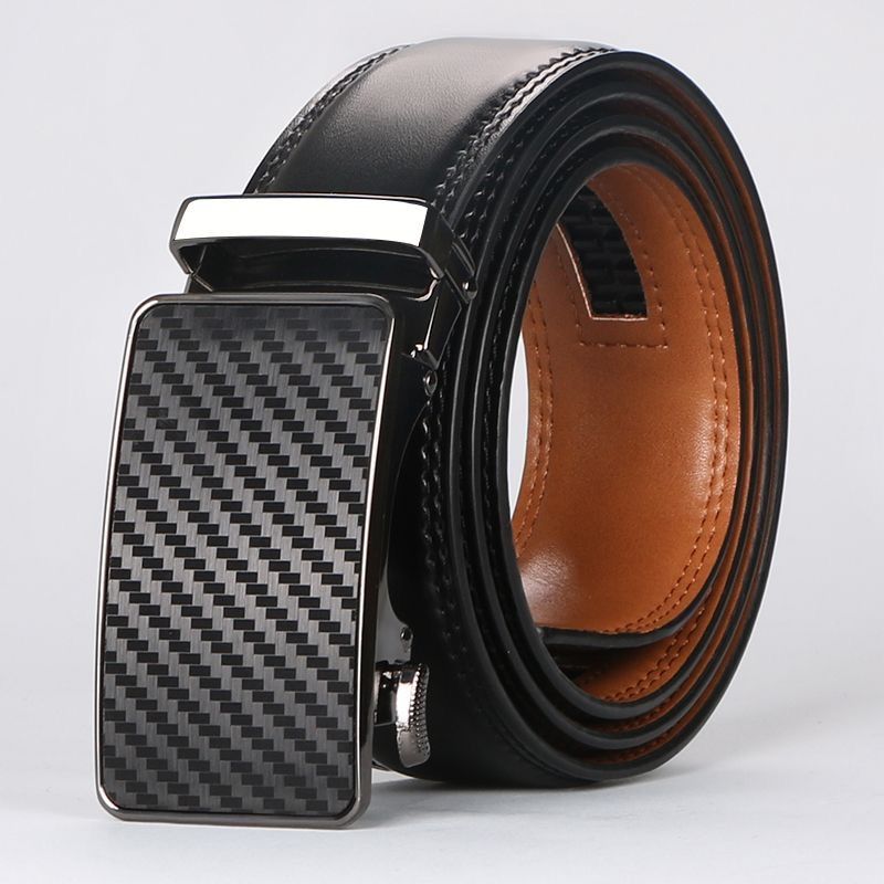 Men's Genuine Leather Youth Business Automatic Belt Two-layer Cowhide_voghion.com