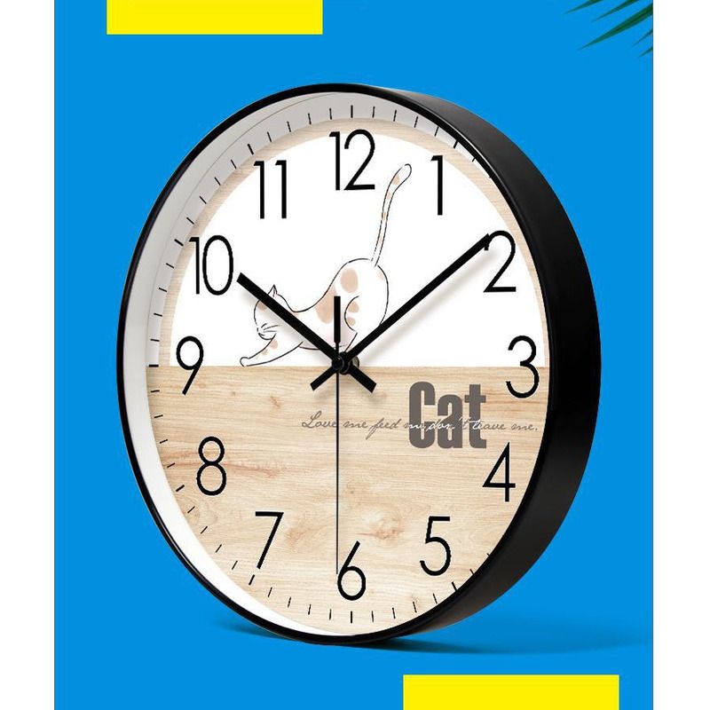 Yipula 8250 Cartoon Cat Wall Living Room Simple Kitten Silent Sweep Second Quartz Clock_voghion.com