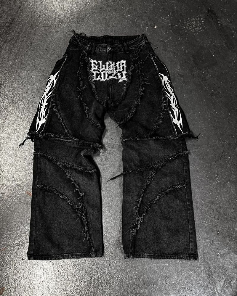 Herrenbekleidung Jeans Mode American Retro Reißverschluss Nähte Lose Patch Streifen Stickerei Pelzbesatz Jeans_voghion.com