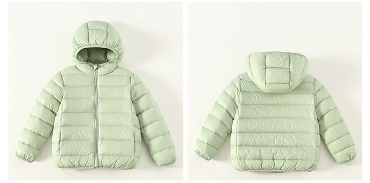 Chaqueta de plumón ultraligera para niños y niñas: abrigo de invierno cálido con 95 % de plumón de pato blanco, capucha y nailon suave. Tallas: 100-170 cm._voghion.com