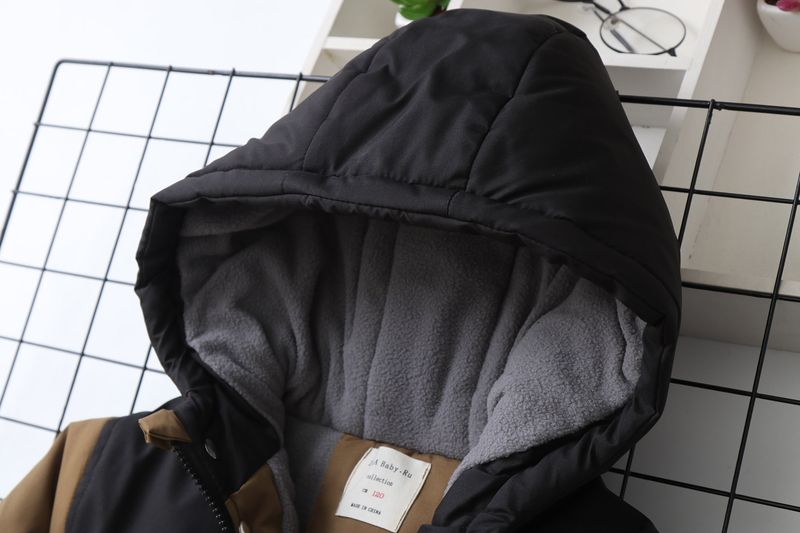 Boys' Color-Block Fleece-Lined Padded Jacket – Thick Winter Coat With Hood (120-170cm, 4 Colors)_voghion.com