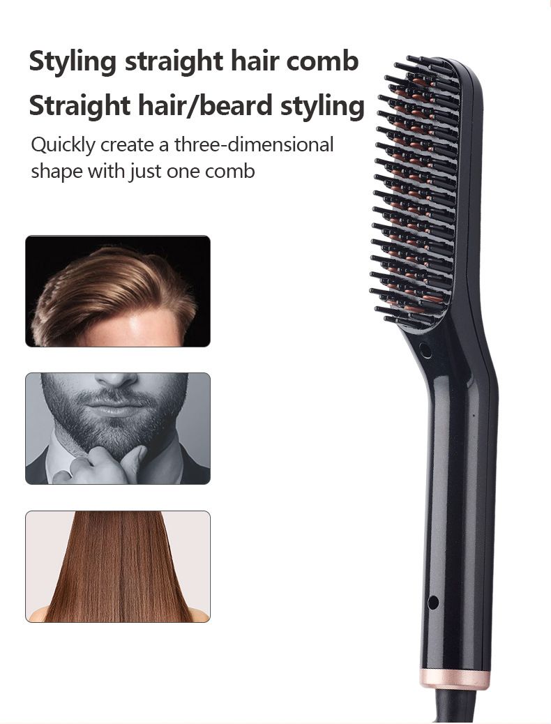 New Adjustable Multi-Functional Styling Finishing Beard Comb Ceramic Hair Straightener Constant Temperature Fluffy_voghion.com