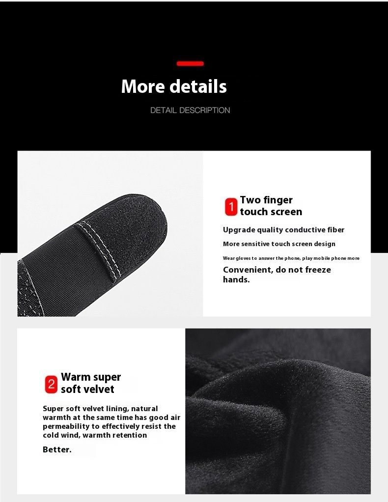 Guanti da sci e ciclismo antivento, caldi, antiscivolo, per sport all'aria aperta, autunnali e invernali, da uomo e da donna, in peluche, touch screen_voghion.com