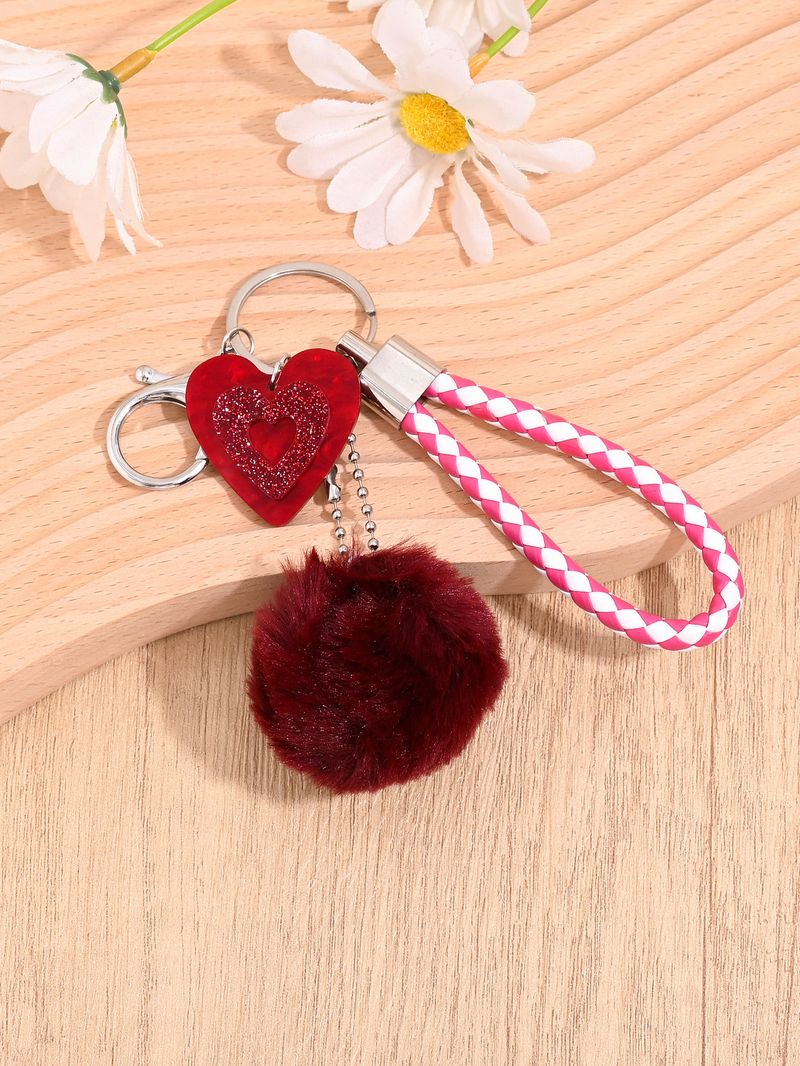 Plüsch Ball Herz Anhänger süße Tasche Schlüsselanhänger Anti-Lost Schlüsselanhänger kleines Geschenk_voghion.com