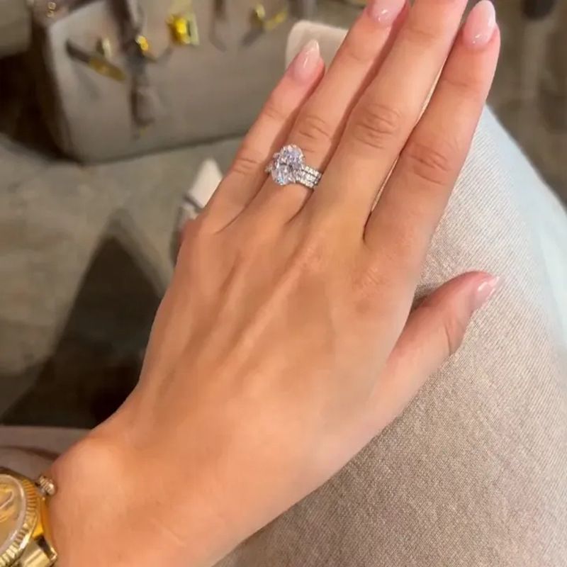 Cao Shis lyxiga tre set bröllopsförlovning geometriska smycken Mode och elegans Super gnistrande ring_voghion.com