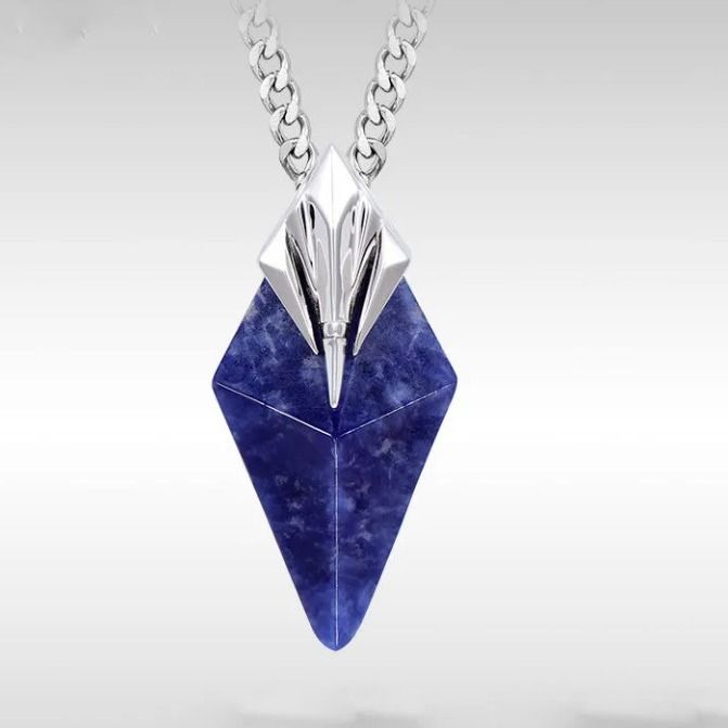 Collana con ciondolo in pietra Ve con tridente blu, stile alla moda, felpa alla moda per coppie, versatile e di alta qualità, collo svasato_voghion.com