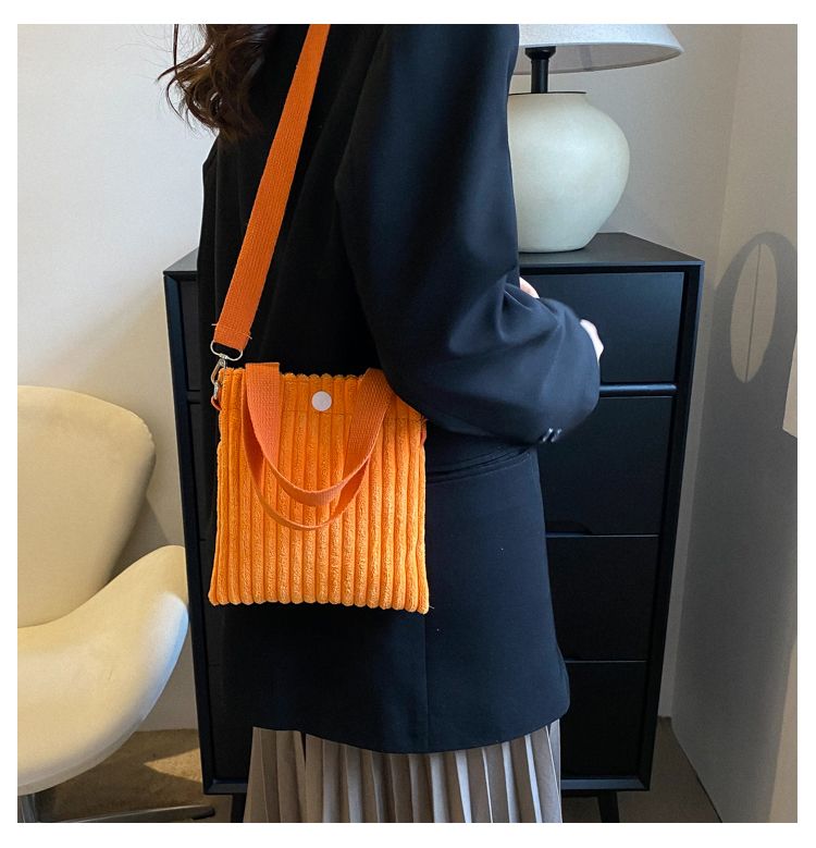 Mini Tote Donna Velluto a coste con cerniera Primavera Estate Nuova moda Borsa a tracolla singola Borsa a tracolla piccola_voghion.com