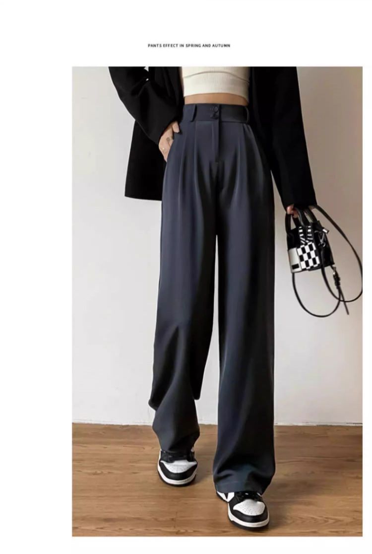 Women's High-Waisted Trousers – Slim Fit Office Pants With Flowy Hem (S-5XL, 4 Colors, Wrinkle-Free Polyester)_voghion.com