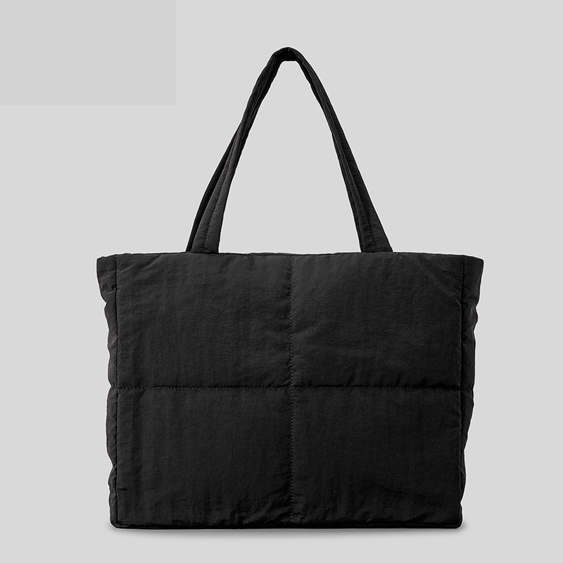 Damentaschen Große Kapazität Nylon gefüllte Baumwollhandtasche Damenmode Einfache weiche karierte Umhängetasche Nischendesign Daunentasche_voghion.com