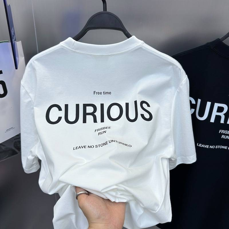 Maglietta da uomo con maniche corte, alla moda, con lettere semplici, larga, da uomo_voghion.com