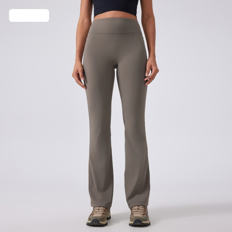 Damenbekleidung Yogahose mit hoher Taille und Hüftlifting, keine peinlichen Linien, Sporthose mit weitem Bein, hautfarben, Stretch-Fitness-Yoga-Kleidung_voghion.com