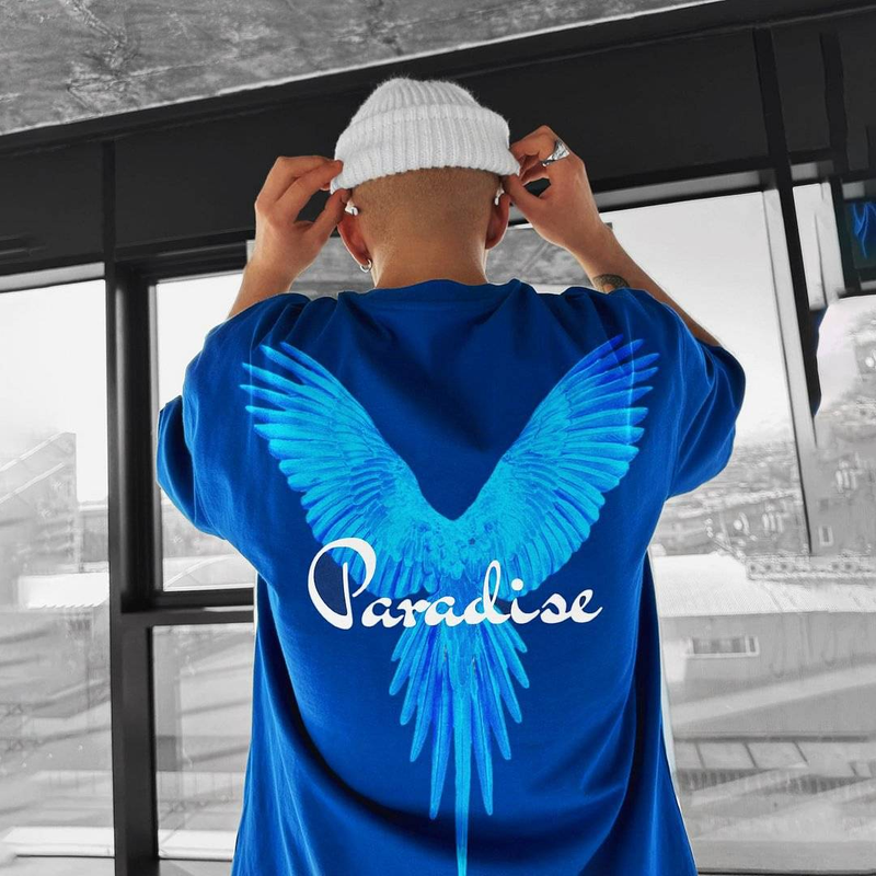 Oversize-Baumwoll-T-Shirt für Herren – Kurzarmhemd mit lebhaftem Papageien-Print | Sommer-Streetwear-Essential_voghion.com