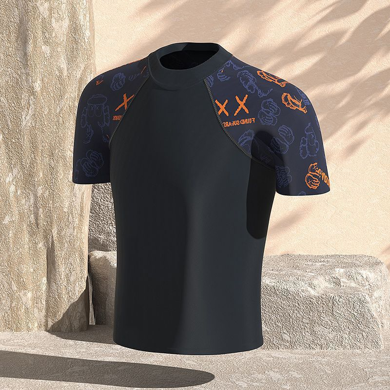 Maillot de bain deux pièces à la mode, grande taille, à angle plat, imprimé anti-embarras, short de natation sportif, température Quan_voghion.com