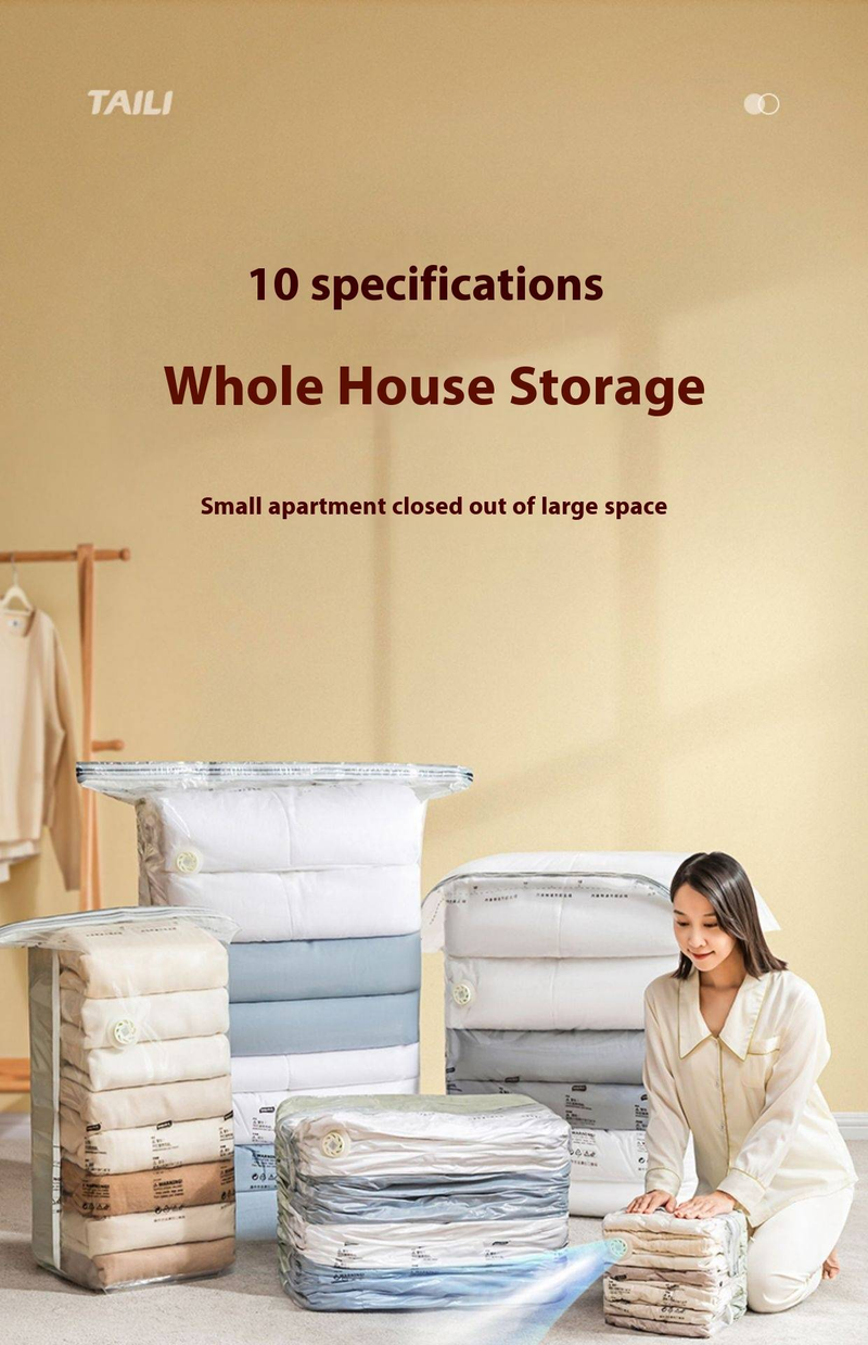 No-Pump Vacuum Storage Bags - Space Saver For Blankets, Winter Clothes & Down Jackets, Extra Thick & Airtight Design_voghion.com