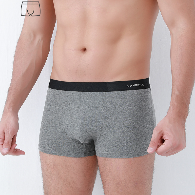 Boxer da uomo in puro cotone, tinta unita, comodi e traspiranti, alla moda per ragazzi, a vita media._voghion.com