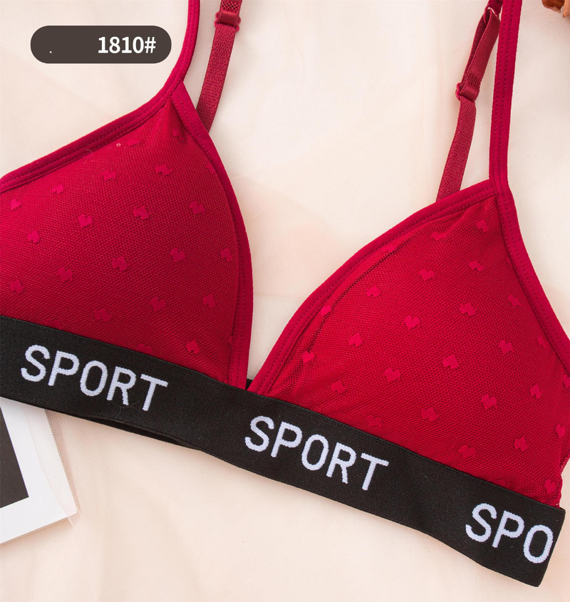 Women's Clothing Sexy Lace Letter Triangle Cup Underwear Without Steel Ring Fashionable Gathered Suit Heart Shaped Breathable Underwear_voghion.com
