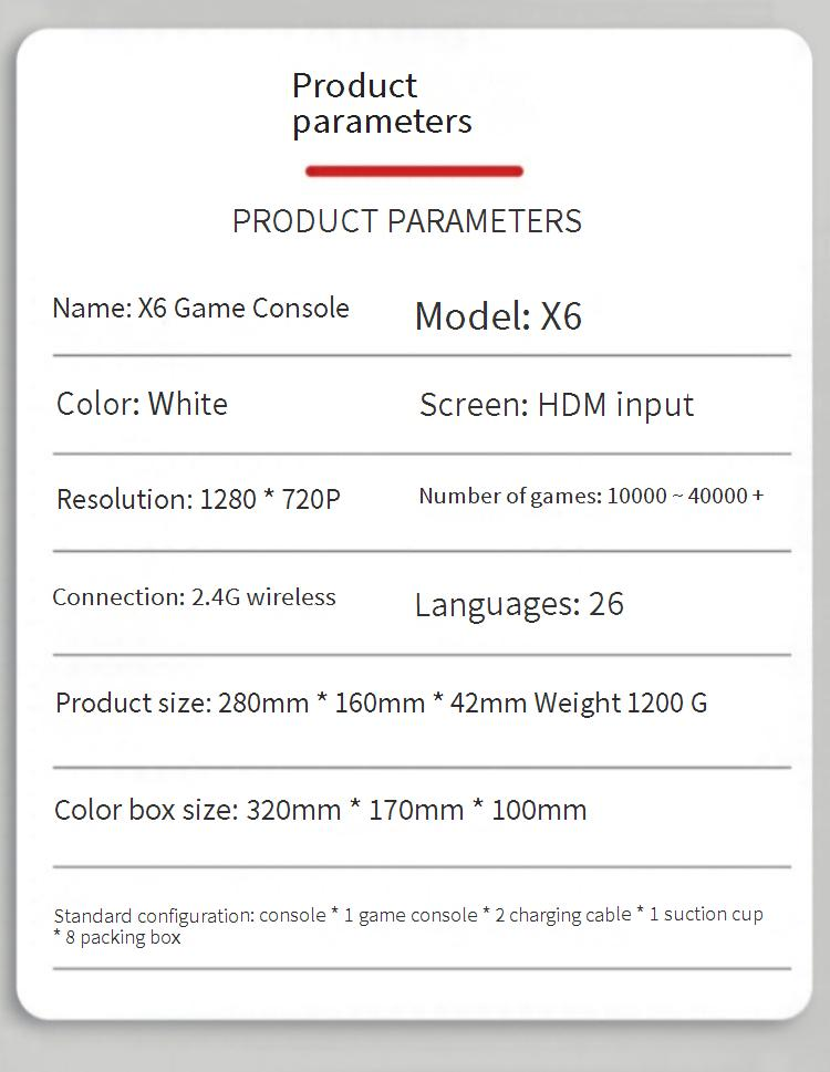 Kablosuz Arcade Stick Oyun Konsolu X6 - 64 GB/128 GB Bellek, HDMI Çıkışı, PC İçin Tak ve Çalıştır - USB (Beyaz) ile Çift Oyunculu Dövüş Oyunu Sistemi_voghion.com