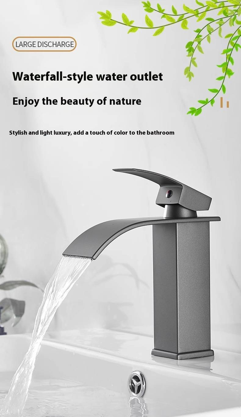 Waterfall Basin Faucet – Single Handle Mixer Tap For Bathroom Sink (CUP Certified, Ceramic Cartridge, Lead-Free Stainless Steel 360° Swivel Spout)_voghion.com