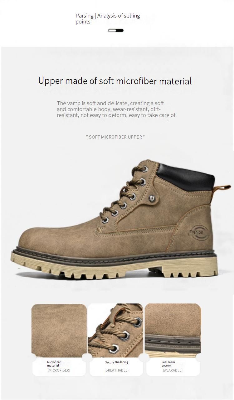 Stivali Martin casual da uomo a taglio medio - Stivali da lavoro resistenti con suola in gomma antiscivolo, comodi per l'esterno (taglie 38-47, nero/marrone chiaro/marrone)_voghion.com