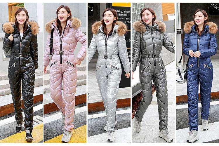 Tuta da sci da donna, invernale, calda e imbottita, con superficie riflettente, leggera, comoda e impermeabile, per attività all'aperto._voghion.com