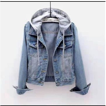 Women's Denim Jacket With Fleece Lining Style Slim Fit Hooded Coat, Casual Long Sleeve Short Crop Top For Students & Work (S-5XL)_voghion.com
