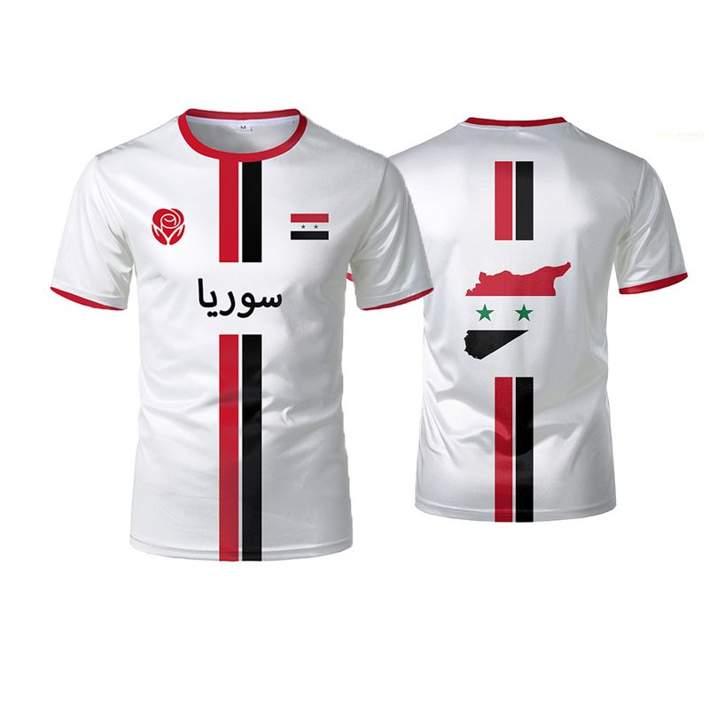 Maglietta da calcio siriana da uomo, sportiva, da strada, unisex, casual, Y2K, in poliestere, con scollo tondo e maniche corte_voghion.com