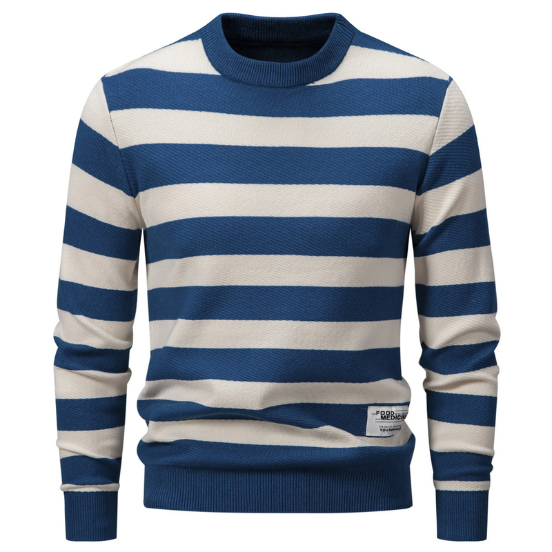 Maglione pullover caldo versatile a righe sottili da uomo, scollo rotondo, 2023, nuovo inverno_voghion.com
