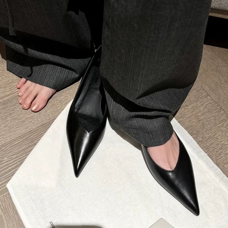 Sheepskin French Minimalist Style Flat For Women Slip-On Elegant Pointed Toe Single Commuting Shallow Mouth Genuine_voghion.com