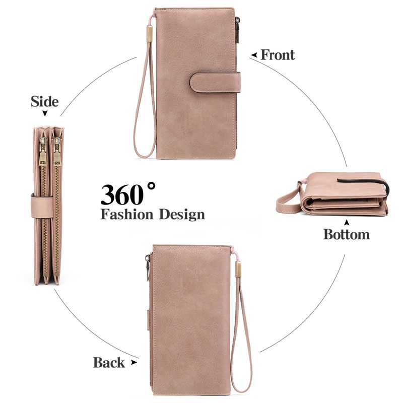 Women's Long Wallet Rfid Multi-functional Women's Money Clip Three Fold Clutch Bag_voghion.com