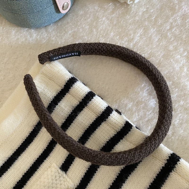 Corea del Sud lana lavorato a maglia fascia fine autunno e inverno Nuovo retrò alto teschio fascia per capelli pressione fermaglio per capelli copricapo accessori per capelli femminili_voghion.com