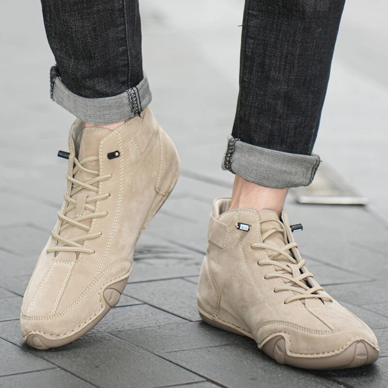 Leder Casual für Turnschuhe 2023 Neue In Männlichen Mode Müßiggänger Schuhe Lace Up Männer Stiefeletten Komfortable Mann Schuh_voghion.com